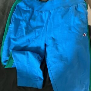 Champion Blue and Green Sweatpants with Elastic Waistband